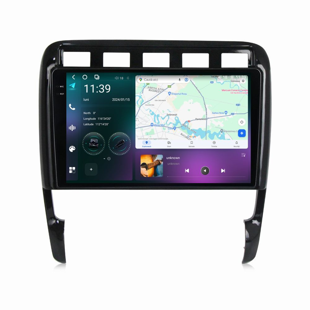 Oferte la Navigatie dedicata cu Android Porsche Cayenne 2002 - 2010, 12GB RAM, Radio GPS Dual Zone, Display 2K QLED 9.5" Touchscreen, Internet Wi-Fi si slot SIM 4G, Bluetooth, MirrorLink, USB