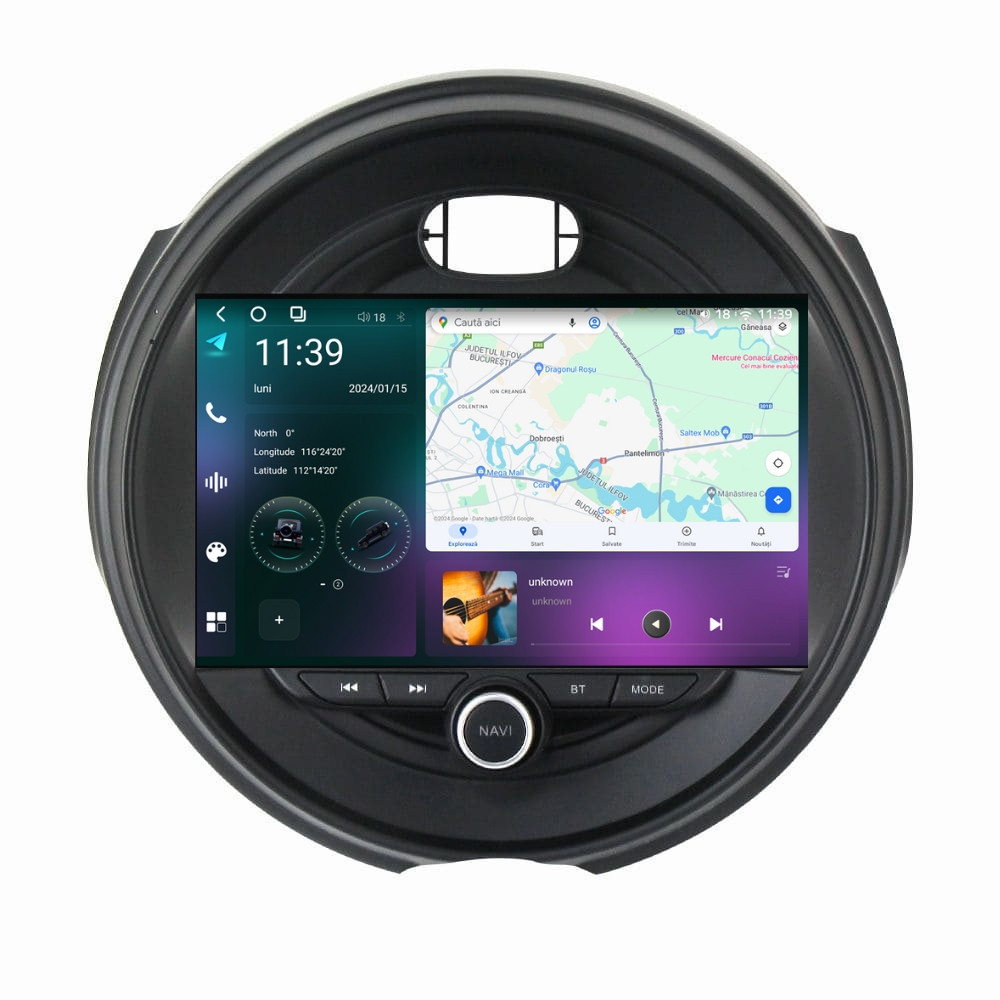 Oferte la Navigatie dedicata cu Android Mini Clubman (F54) 2015 - 2020, 12GB RAM, Radio GPS Dual Zone, Display 2K QLED 9.5" Touchscreen, Internet Wi-Fi si slot SIM 4G, Bluetooth, MirrorLink, USB