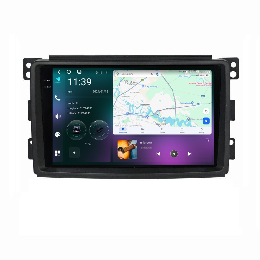 Oferte la Navigatie dedicata cu Android Smart Fortwo 2007 - 2010, 12GB RAM, Radio GPS Dual Zone, Display 2K QLED 9.5" Touchscreen, Internet Wi-Fi si slot SIM 4G, Bluetooth, MirrorLink, USB
