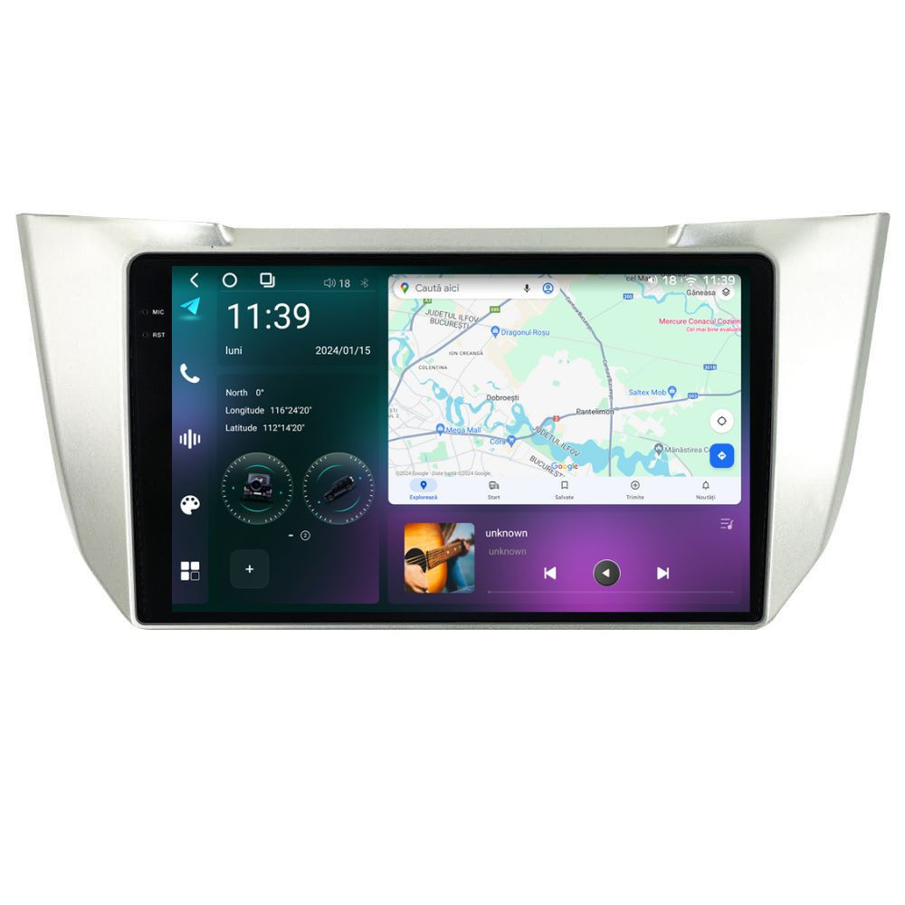 Oferte la Navigatie dedicata cu Android Lexus RX 2003 - 2009, 12GB RAM, Radio GPS Dual Zone, Display 2K QLED 9.5" Touchscreen, Internet Wi-Fi si slot SIM 4G, Bluetooth, MirrorLink, USB