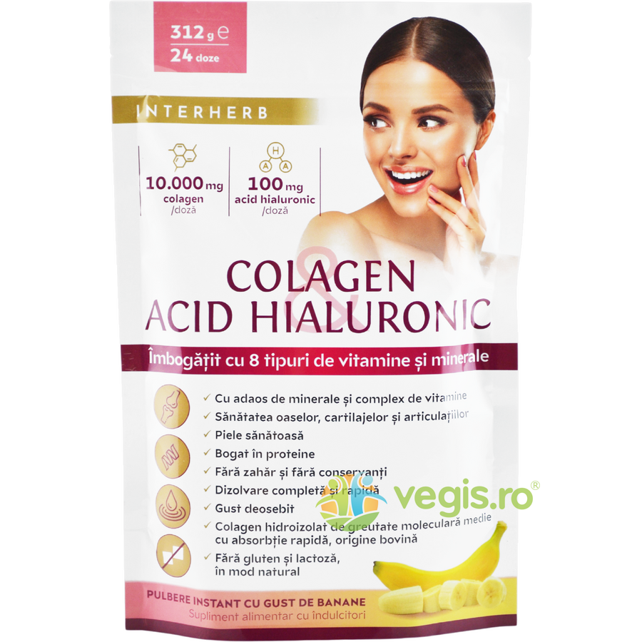 Oferte la Colagen si Acid Hialuronic Pulbere cu Aroma de Banane 312g