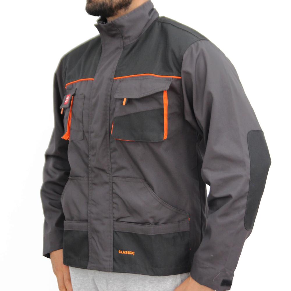Oferte la Jacheta de protectie Classic, tercot, cu elemente reflectorizante, buzunare multiple, toate sezoanele, gri cu negru, marimea 58