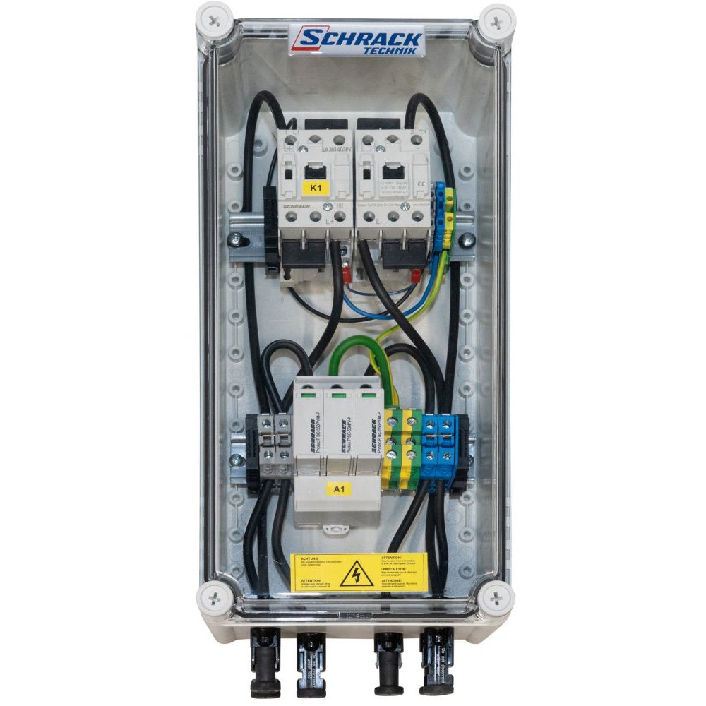 Oferte la Cofret cu descarcator pentru instalatii fotovoltaice ( pentru 1 invertor ) PV-CombiBox BC Prot.+Fire 1MppTracker1000Vdc Schrack PVPF1001--