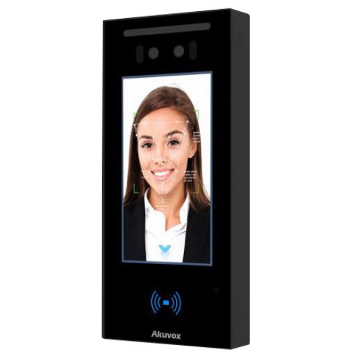 Oferte la Terminal de control acces IP Akuvox A05S cu ecran de 5 inch si camera duala, recunoastere faciala, cod QR, bluetooth, NFC, PoE, carduri Mifare