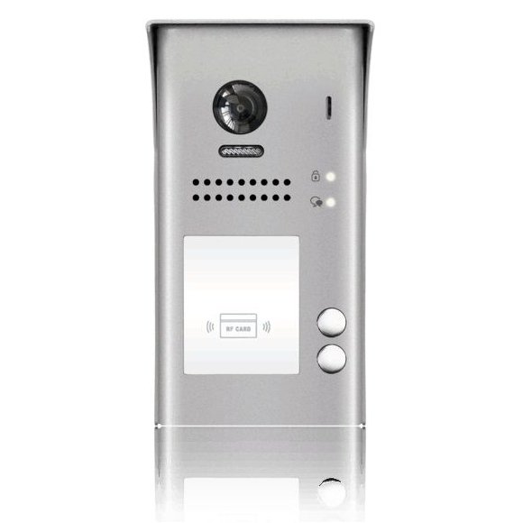 Oferte la Panou video color de apel exterior, cu conexiune pe 2 fire, camera WIDE ANGLE 170 , pentru doi abonati, control acces RFID DT607-ID-S2