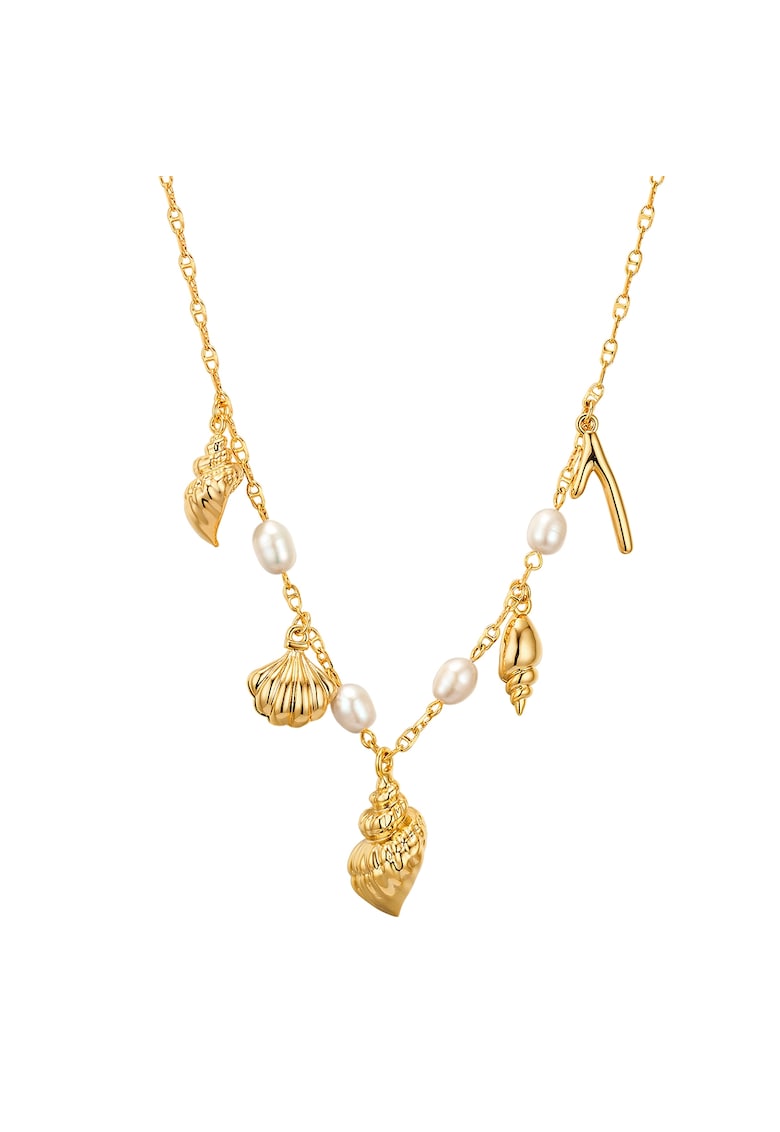 Oferte la Colier de aur de 14K filat - cu pandantive si perle de cultura - Auriu