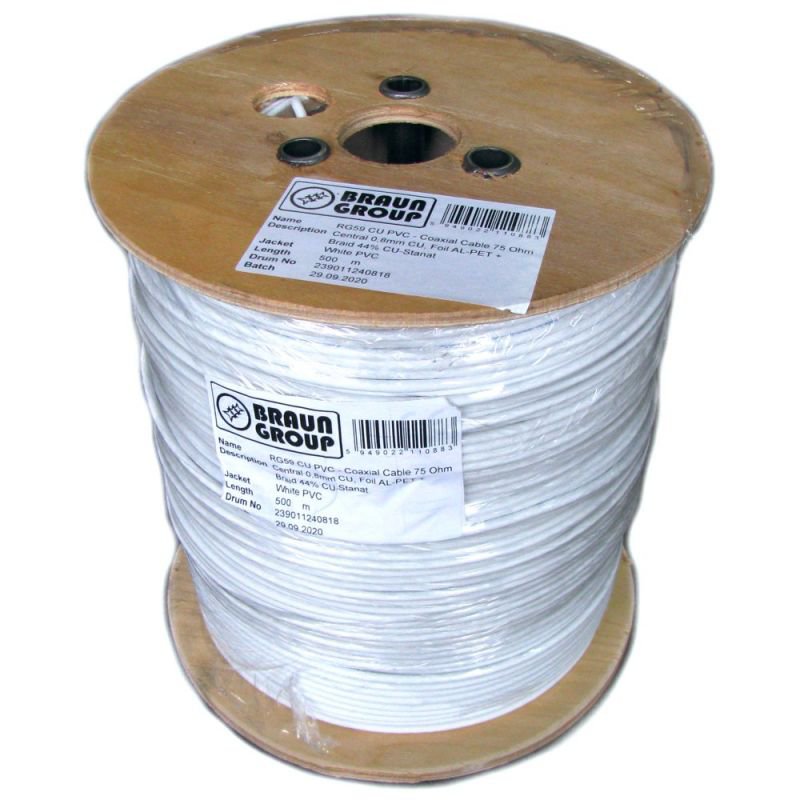 Oferte la Rola 500 ml cablu coaxial 75ohm Braun Group - RG59 CU PVC BGKRG59CPVC