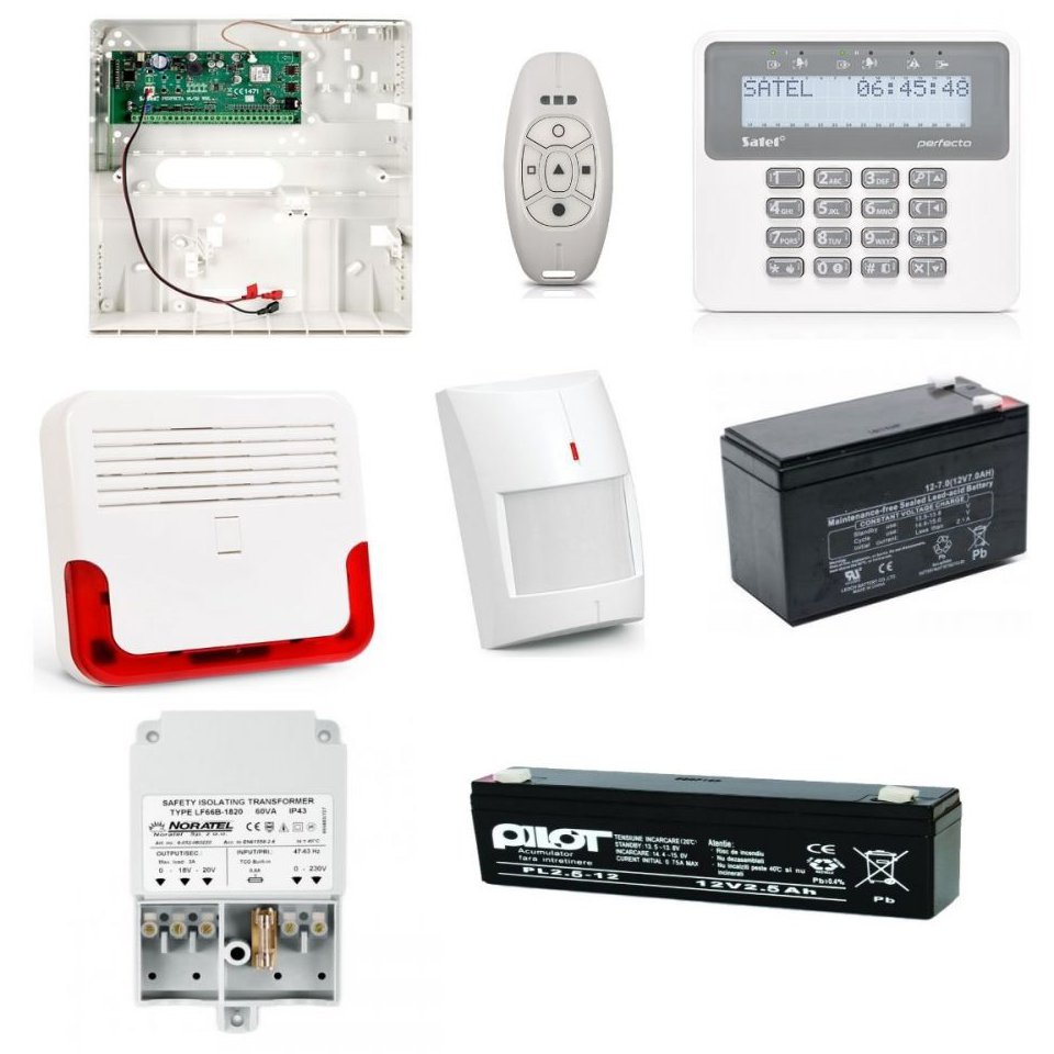 Oferte la Kit alarma wireless Satel cu tastatura wireless, detector de miscare wireless si sirena wireless