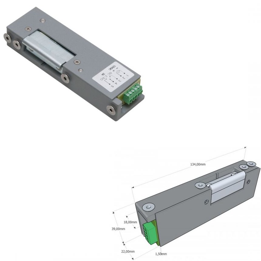 Oferte la Yala electromagnetica incastrabila DORCAS-77N512F pentru usi de urgenta, deschidere sub presiune de pana la 450Kgf, NC, 11-12Vcc