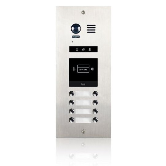 Oferte la Panoul de apel video modular V-TECH DMR21-D8-ID cu camera wide angle, 8 butoane de apel, cititor RFID, antivandal, IP55