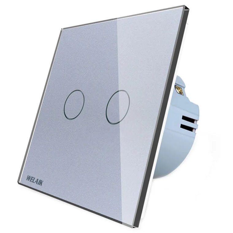 Oferte la Intrerupator dublu cu touch Welaik panou din sticla A1921CS, gri