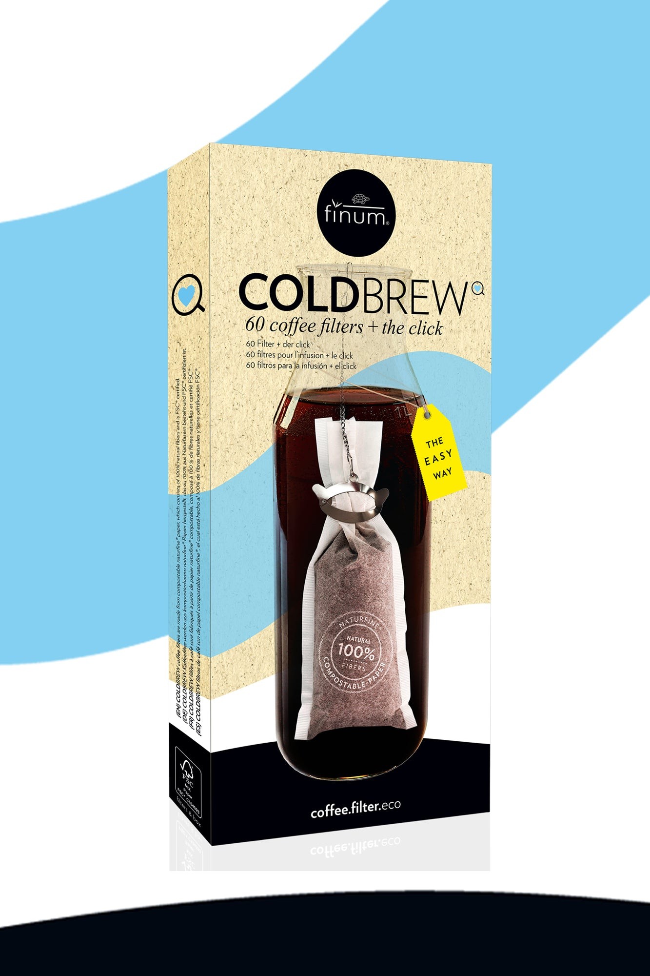 Coldbrew, filtre pentru prepararea la rece a cafelei + dispozitiv de sigilare cu click, Finum