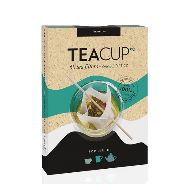 Oferte la Teacup set, 60 de filtre naturfine pentru ceai + bastonaș de bambus, Finum