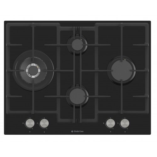 Oferte la Plita Gaz Incorporabila Bellagio Nero 70cm 4 Arzatoare Wok Aprindere Electrica Gratare Fonta  Valve Siguranta  Sticla Negru