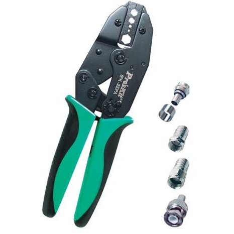 Oferte la Cleste pentru Presat Cabluri Coaxiale Transmisie cu Clichet Blocare Automata Negru/Verde