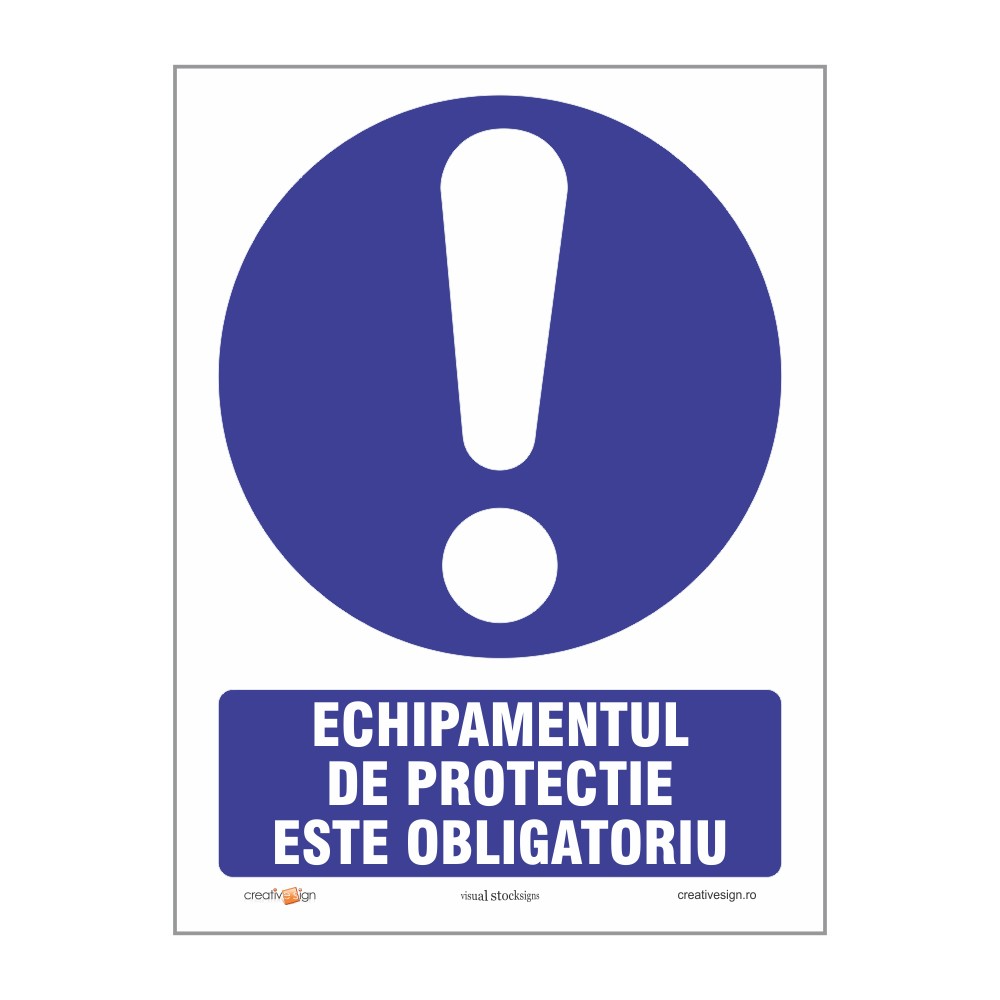 Oferte la Semn atentionare echipament protectie obligatoriu, plastic, 20 x 15 cm