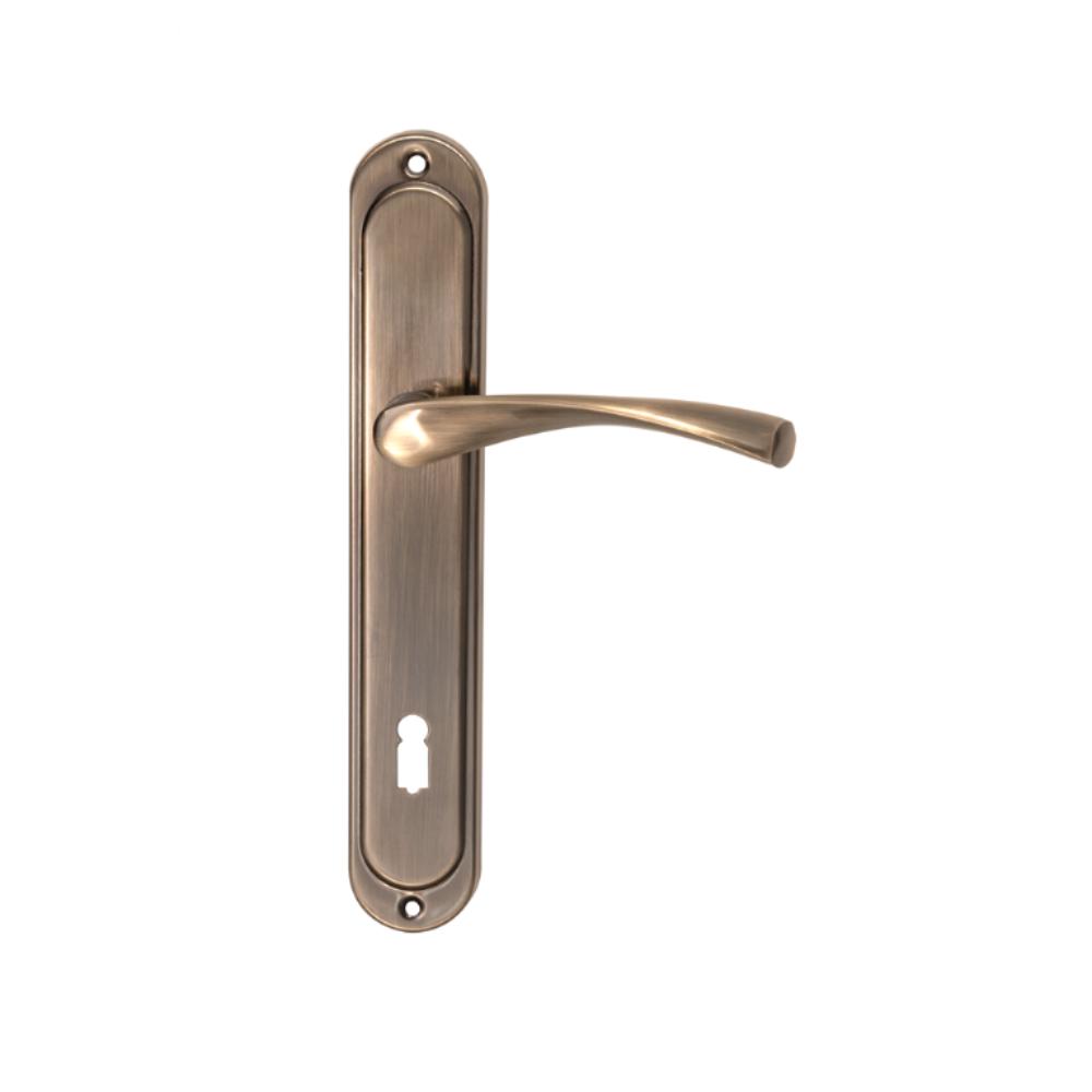 Oferte la Set manere cu sild usi interior Gato Roma, rozeta cheie, zamac, finisaj bronz, 90 mm