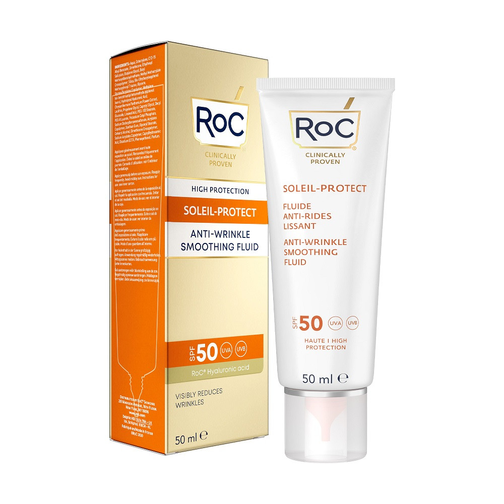 Oferte la Crema de protectie solara antiage SPF50, Roc Soleil Protect Anti-Wrinkle Fluid, 50ml