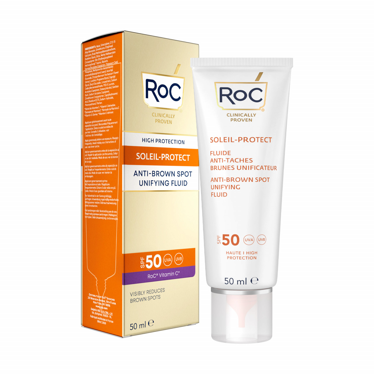 Oferte la Fluid impotriva petelor pigmentare SPF50 Soleil Protect RoC, 50 ml
