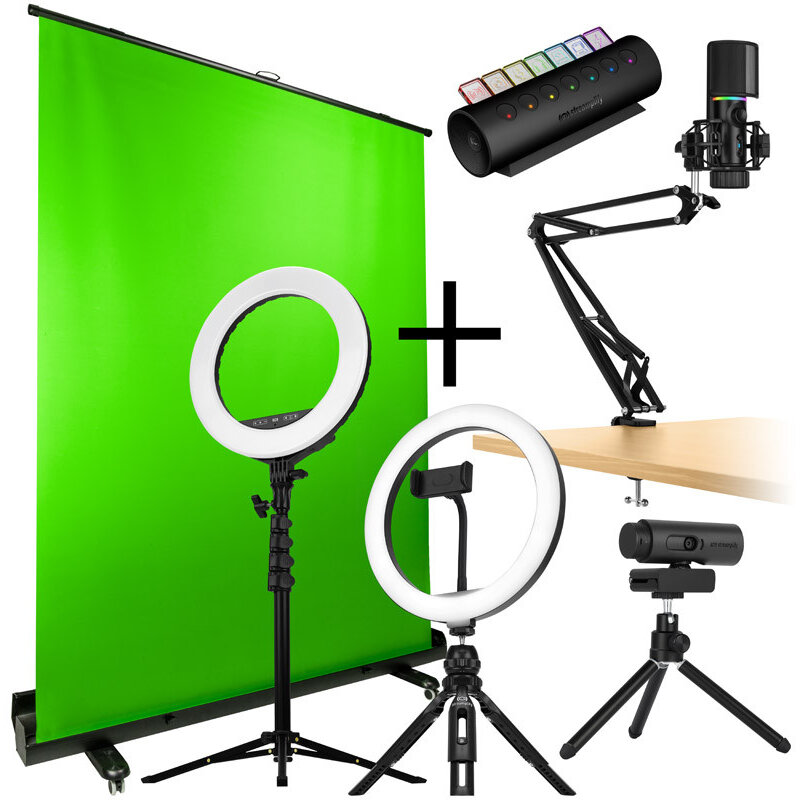 Oferte la Pachet Complet De Streaming Camera Web Microfon Ecran Light 10 Light 14 Hub USB Negru