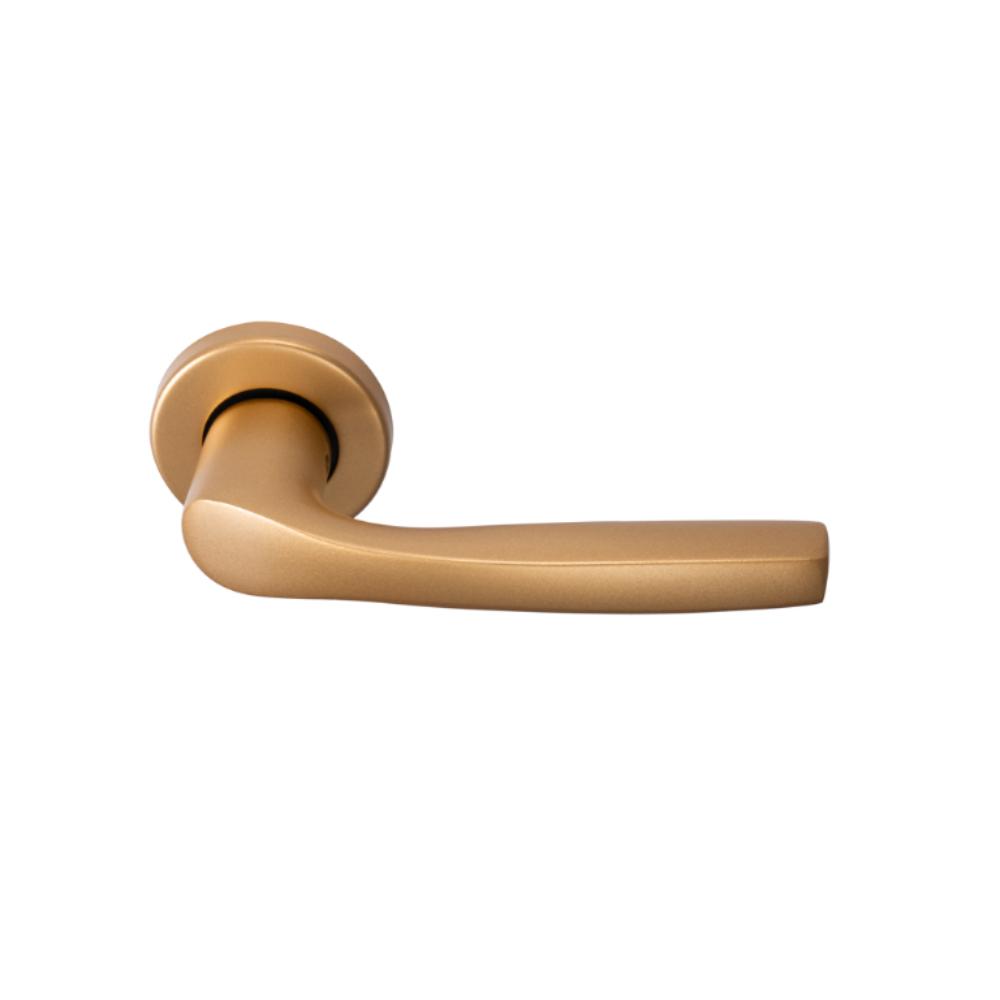 Oferte la Set manere cu rozeta usi WC Gato Clara, reversibile, aluminiu eloxat, finisaj bronz