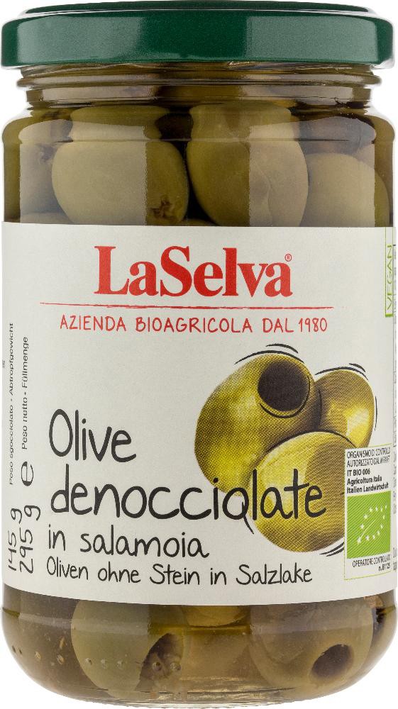 Oferte la Masline verzi bio fara samburi în saramura, 295g LaSelva