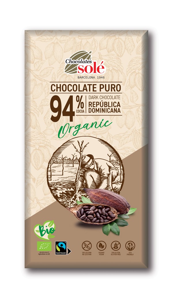 Oferte la Ciocolata neagra bio si fairtrade 94% cacao, 100g Chocolates Sole