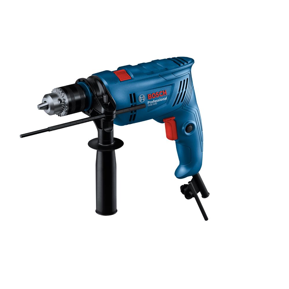 Oferte la Masina de gaurit si insurubat cu percutie Bosch GSB600, 230V, 600 W, 48000bpm, mandrina cu cheie, 25 mm