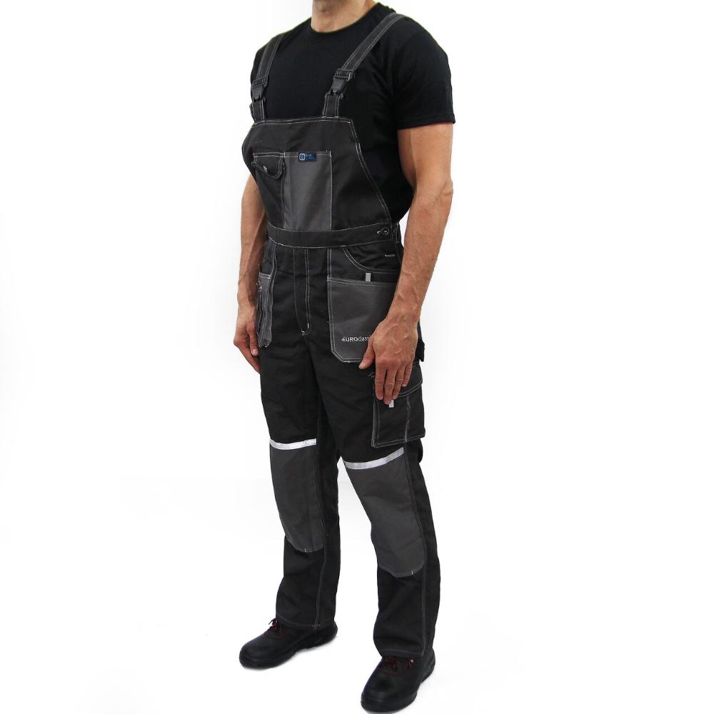 Oferte la Pantaloni de protectie cu pieptar EuroClassic, tercot, cu elemente reflectorizante, gri, marimea 44