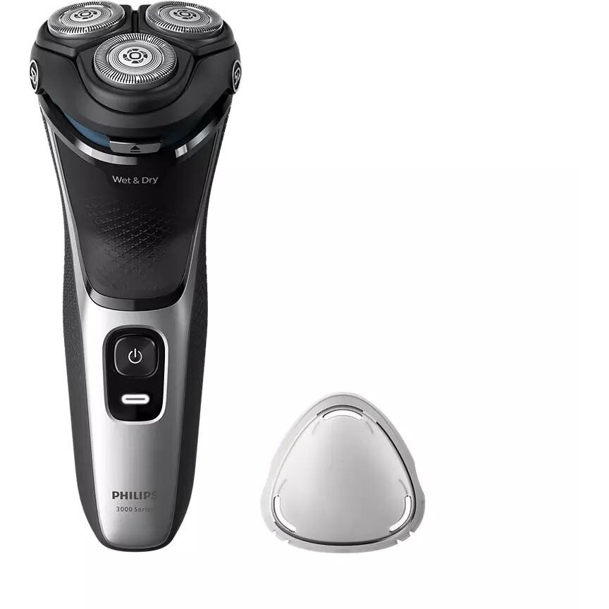 Oferte la Aparat Ras Shaver Seria 3000 Fara Fir Sistem Lame PowerCut 27 Lame Ascuţire Automată Capete Flexibile 5D 60min Negru/Argintiu