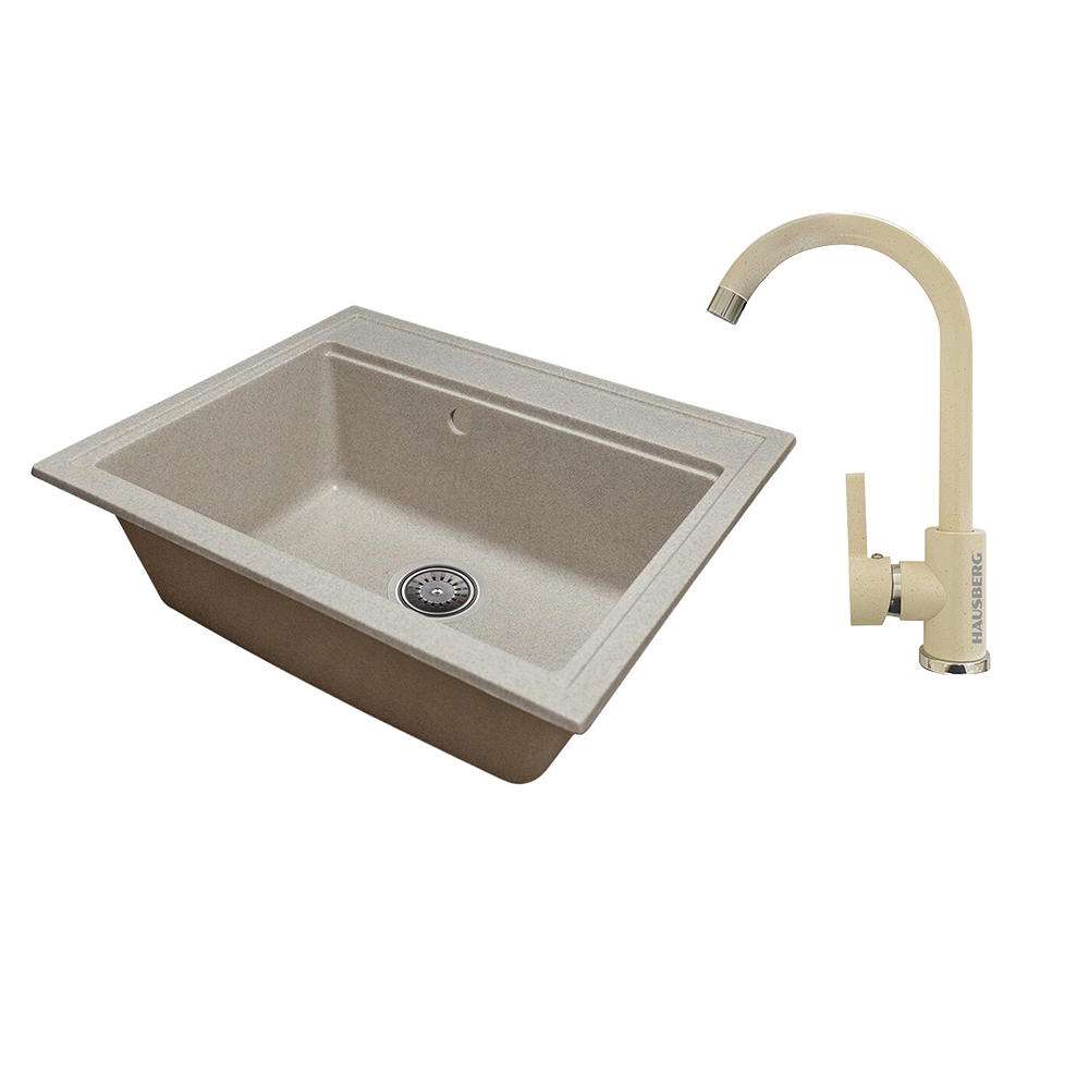 Oferte la Chiuveta bucatarie Hausberg Vena, cu baterie, compozit, bej, 515 x 595 mm