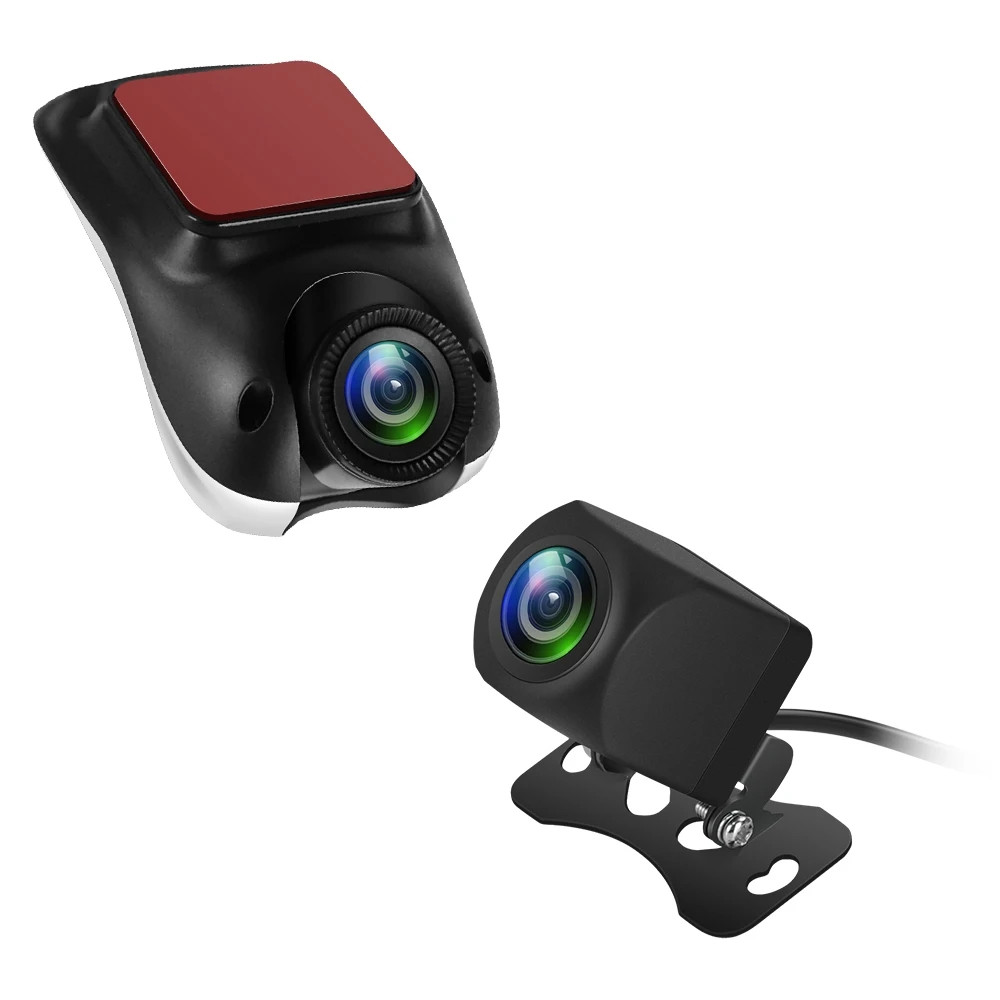 Oferte la Set 2 camere dashboard DVR inregistrare trafic fata si spate FullHD 1920x1080, Night Vision, unghi 170 grade, afisaj pe navigatie, slot card microSD, USB