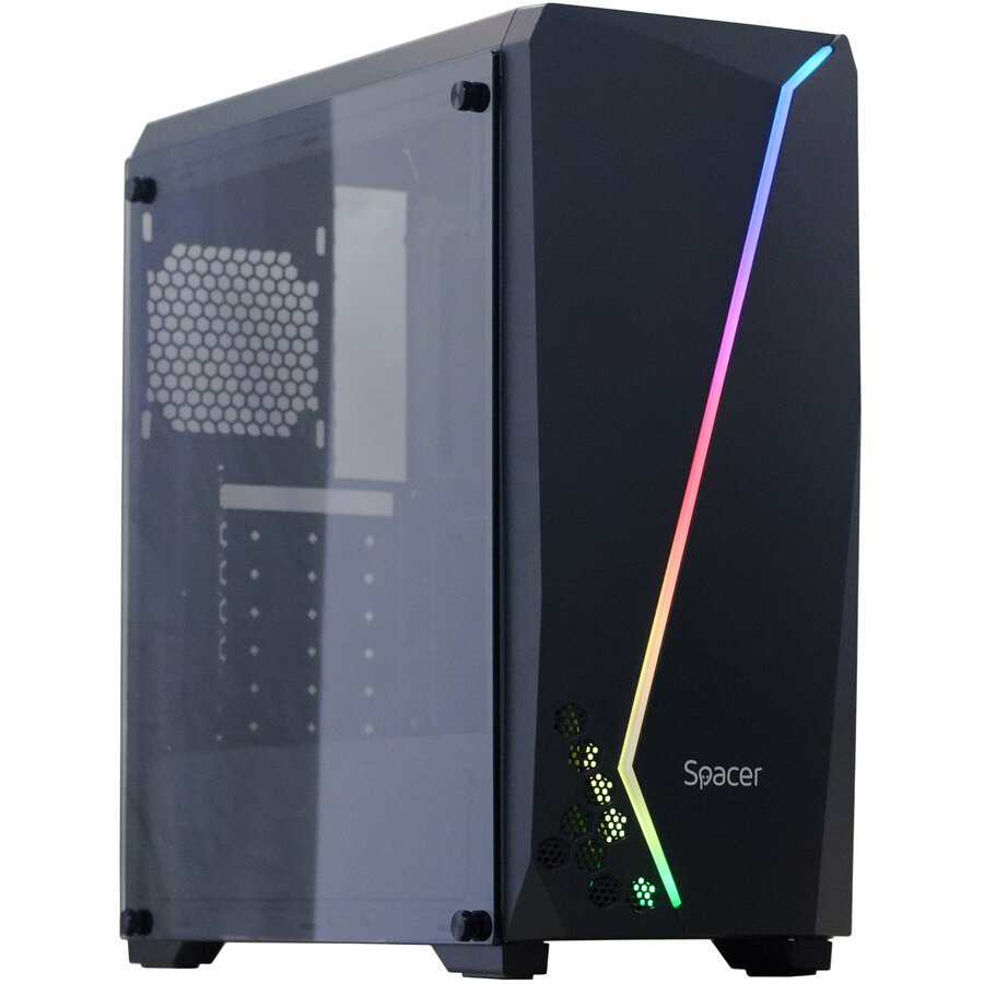 Oferte la Carcasa Gaming Middle Tower ATX Fara Sursa Sticla Securizata Negru/RGB