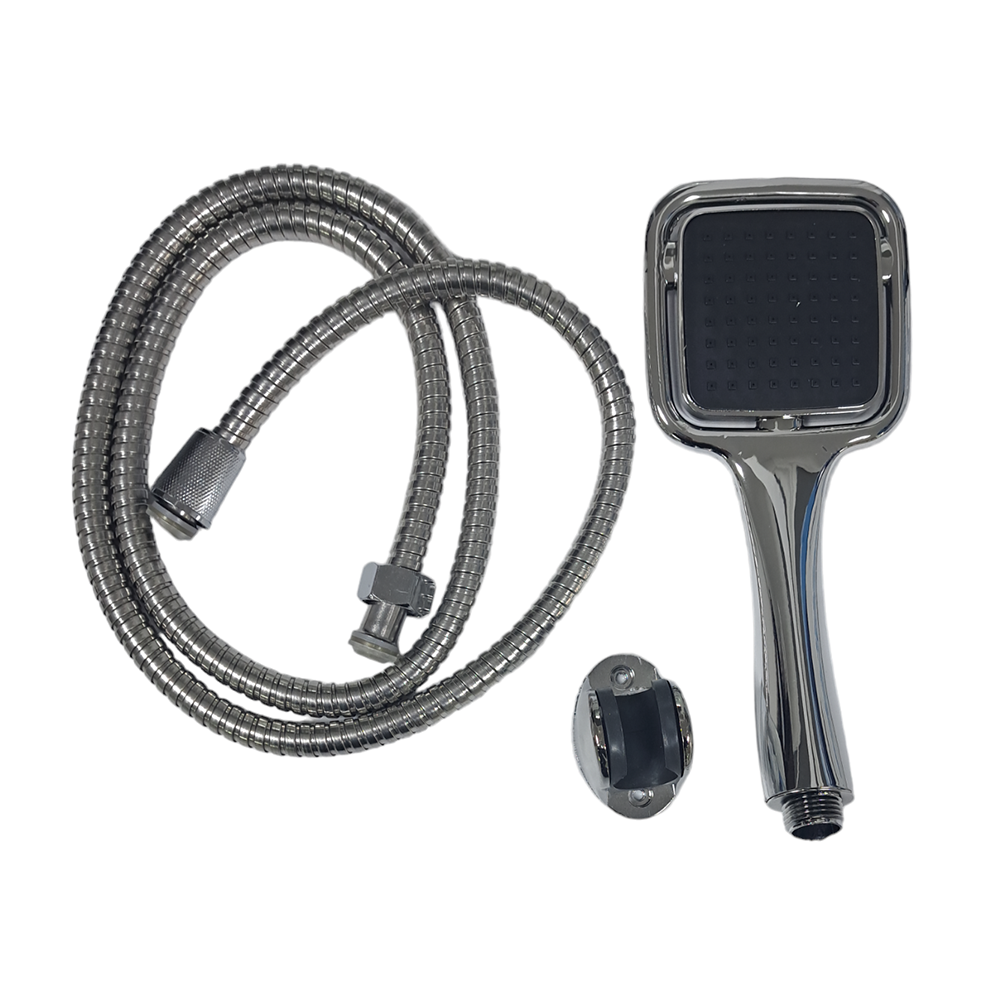 Oferte la Set dus 5, metal/plastic, argintiu, para patrata, furtun dus
