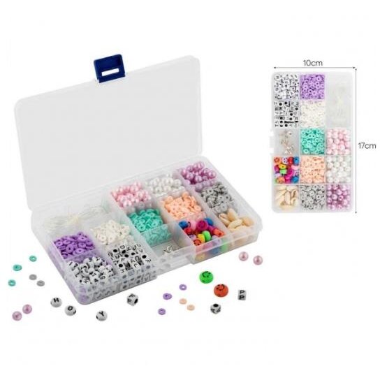 Oferte la Cutie cu Margele 13 Tipuri 10x17CM Multicolor