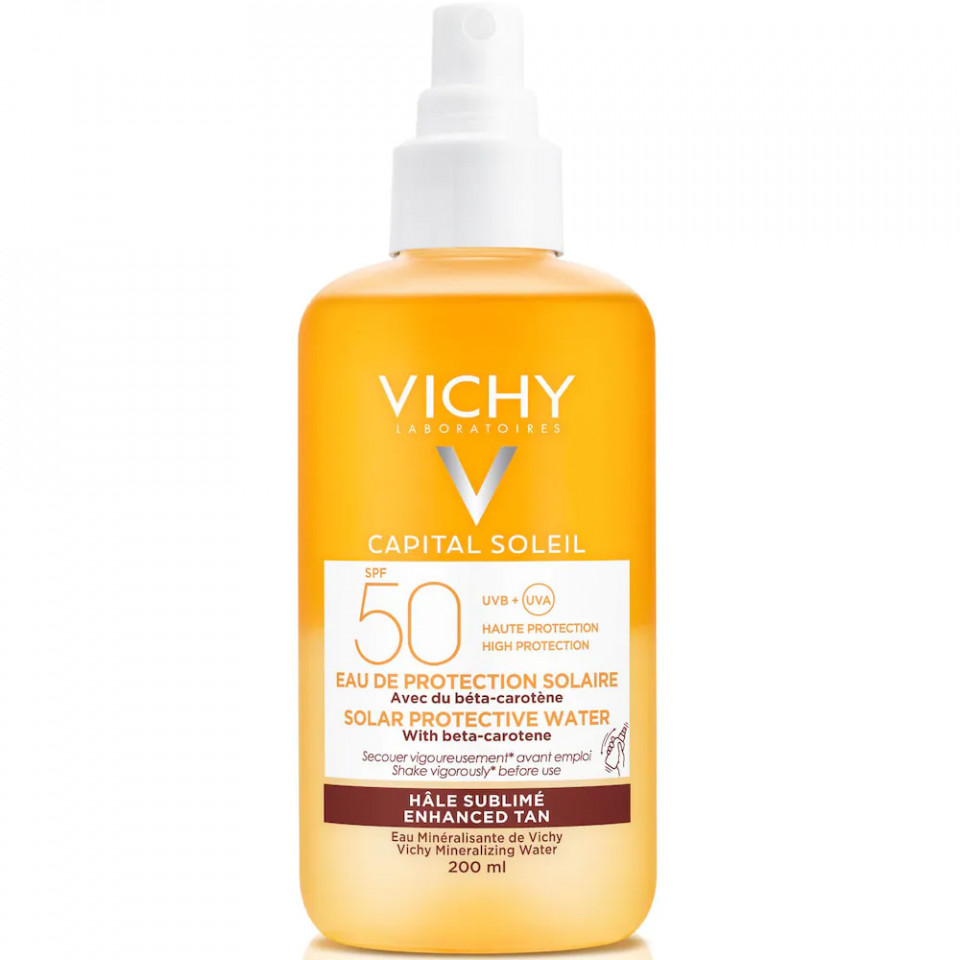 Oferte la Apa de protectie solara pentru un bronz sporit SPF 50 Vichy Capital Soleil, 200 ml