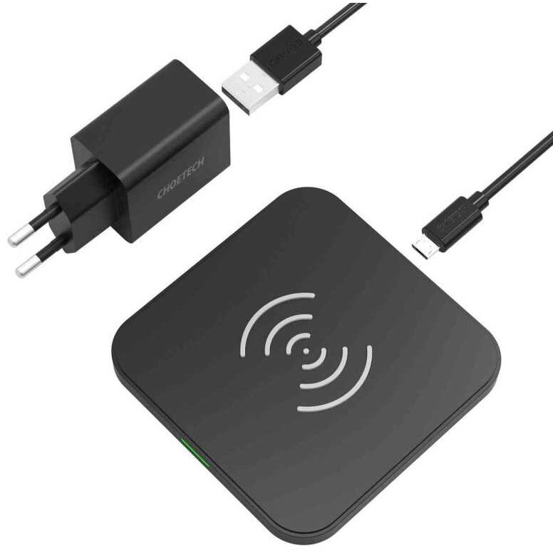 Oferte la Pachet Qi 10W Incarcator Wireless T511-S + Incarcator Retea QC3.0 18W 3A Q5003 + Cablu USB microUSB 1.2m  Negru