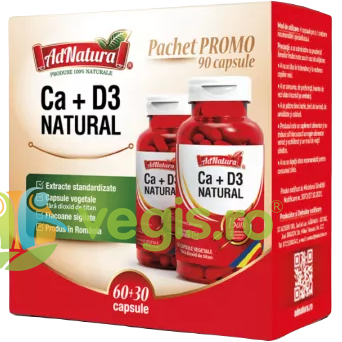 Oferte la Pachet Calciu + Vitamina D3 Natural 60cps+30cps