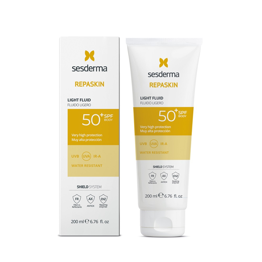 Oferte la Fluid lejer pentru corp cu protectie solara SPF 50 Repaskin Sesderma, 200 ml