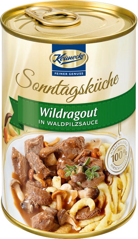 Oferte la Ragu de vanat in sos de ciuperci salbatice, 400g Keunecke