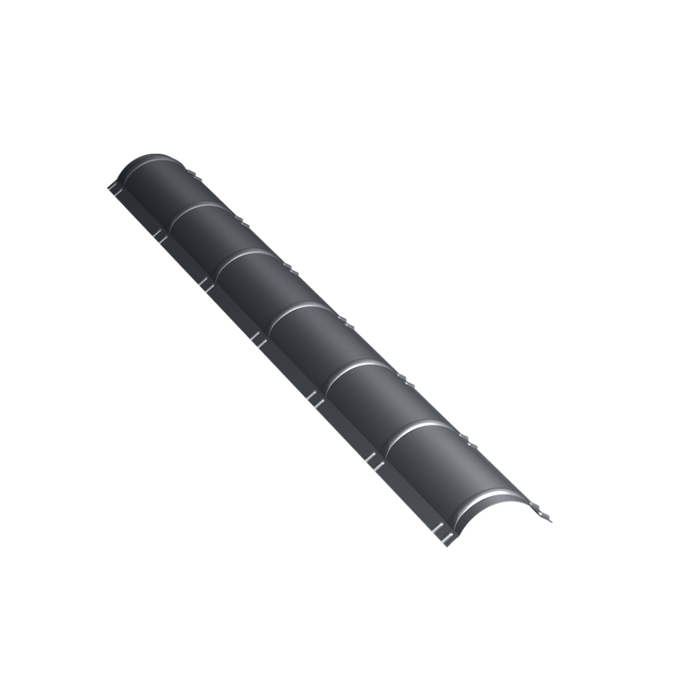 Oferte la Coama semirotunda mare Caretta, tabla zincata, gri, RAL 7024, mat structurat, 2 m