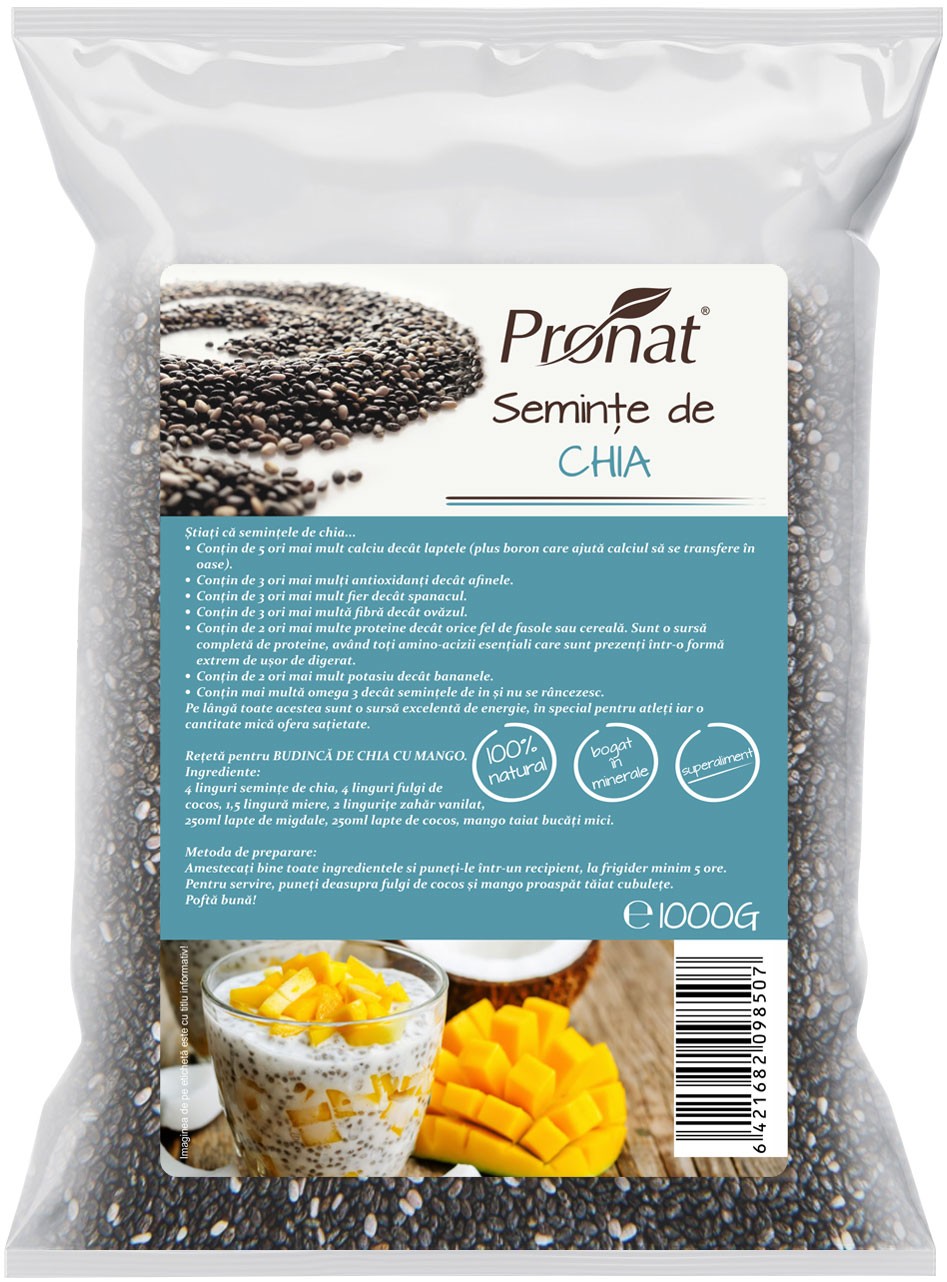 Oferte la Seminte de chia, 1000g Pronat