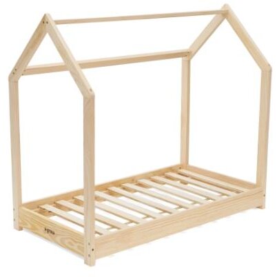 Oferte la Pat Copii Casuta 140 x 70 Lemn Natur