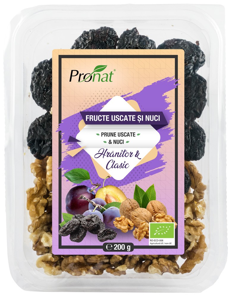 Oferte la Mix bio de prune uscate si nuci hranitor si clasic 200g Pronat