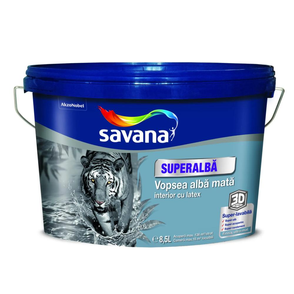 Oferte la Vopsea superlavabila interior Savana 3D, cu latex, alb mat, 8.5 l