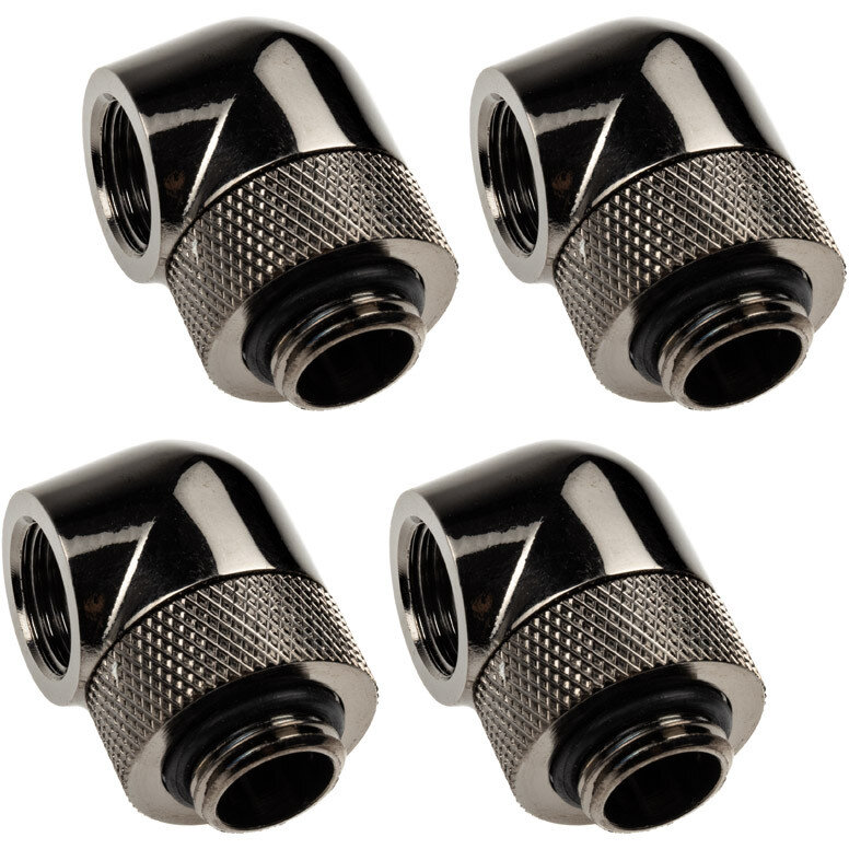 Oferte la Adaptor Racirea  Apa x4  90 Grade G1/4inch  Alama Nichelata  Diametru 22mm Negru