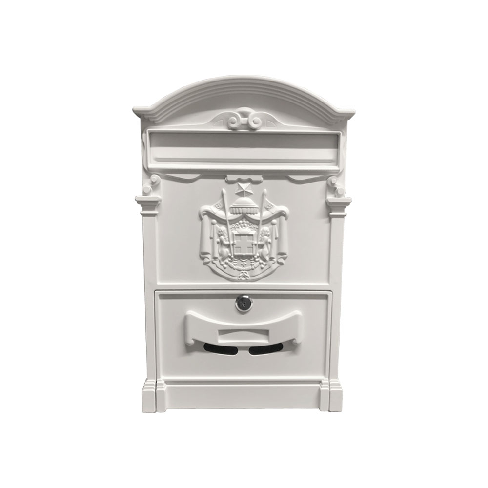 Oferte la Cutie postala exterior Ferrobrand, tabla zincata, usa aluminiu, alb, 2 chei, 400 x 255 x 90 mm