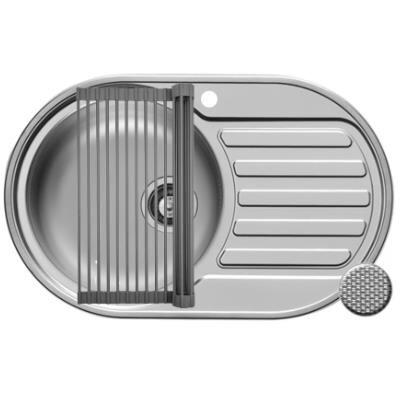 Oferte la Set Chiuveta de Bucatarie SR MINI 1B1D ST Ovala Inox si Suport Multifunctional ROLL UP Argintiu