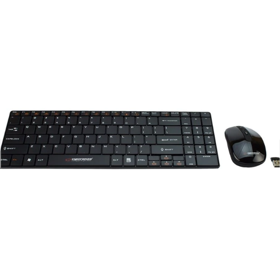 Oferte la Kit Tastatura si Mouse EK122K Optic Wireless USB 1600DPI Ultra slim Negru