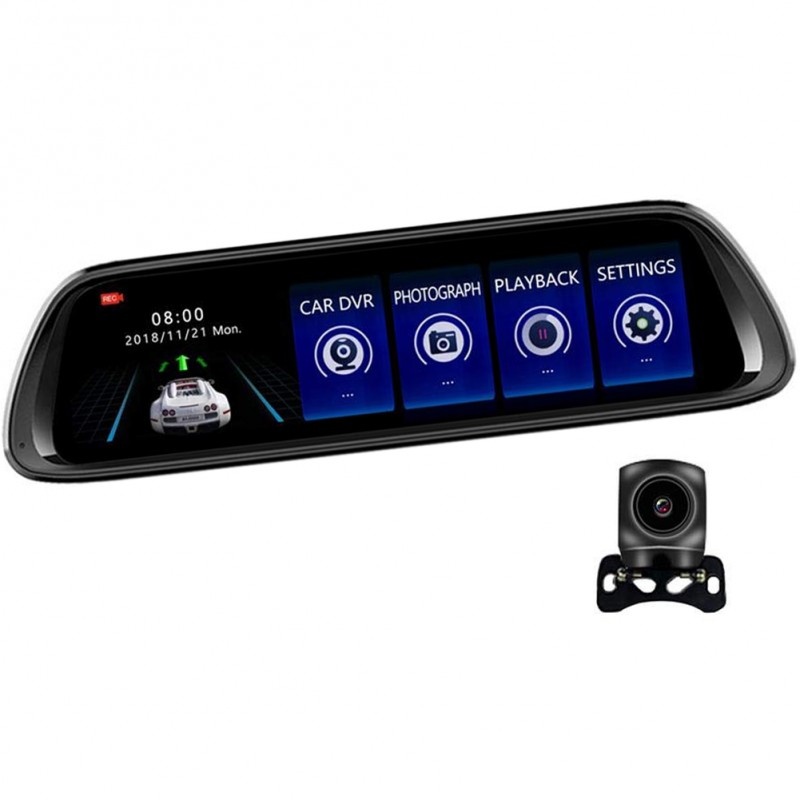 Oferte la Camera Video Auto Oglinda DVR Dubla FullHD Techstar® K62, Unghi 170°, Display IPS LED 10", Nightvision, Wide Range, cu Microfon